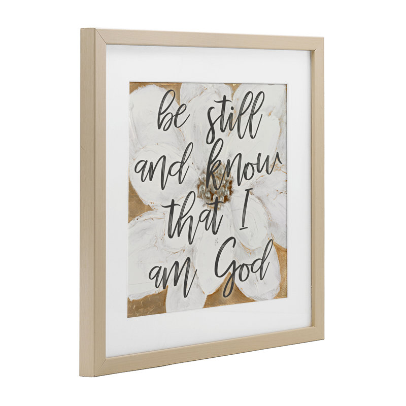 «Be Still Script» avec impression encadrée de fleurs sous verre, design par Lanie Loreth, H 16 po x l 16 po