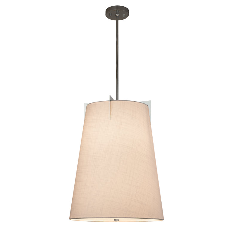Luminaire suspendu pour 2 lumières unique Kenyon, Nickel brossé, Blanc