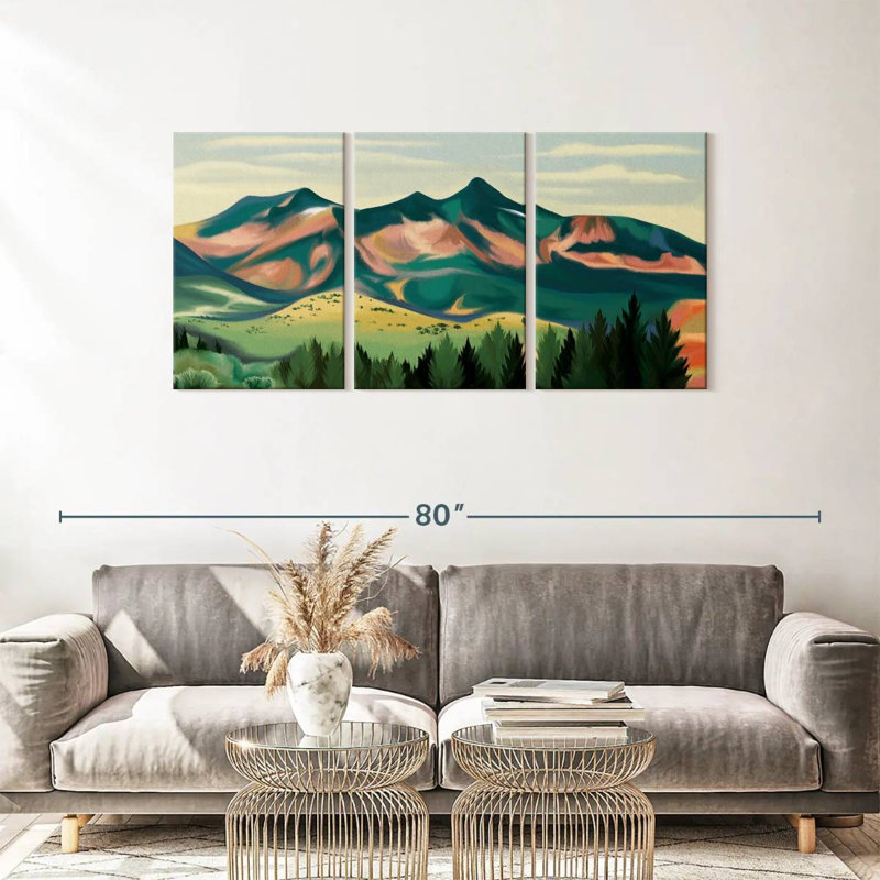 " Mountain " 3 - Pieces, 27" H x 56" W x 1.25" D