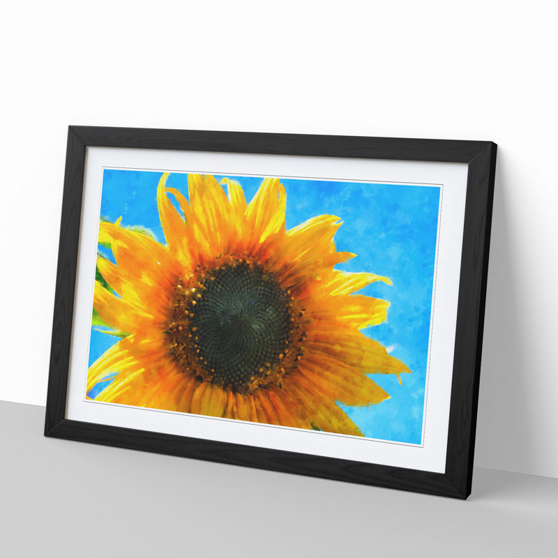 Sunflower Vol.4 - Picture Frame Painting, 48cm H x 65cm W x 2cm D, Black Framed