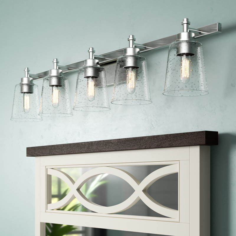 Éclairage de salle de bain à intensité variable 5 lumières Masham, Nickel brossé