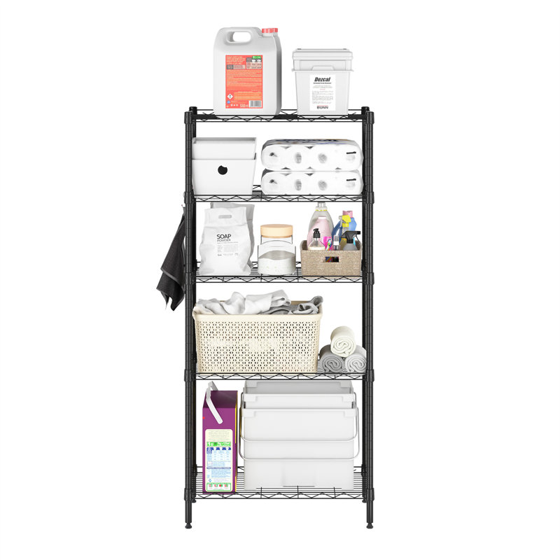 Canika Stainless Steel Storage Rack, 182.88cm H x 91.44cm W x 35.56cm D, Black