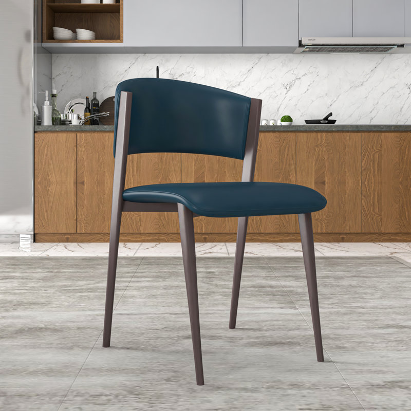 Chaise de salle à manger en cuir Ojani, chaise rembourrée de style Mid-Century moderne avec pieds en fer, chaise d'appoint confortable et imperméable pour la cuisine, le salon et le restaurant