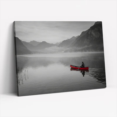 Ensemble de 1 tableau sur toile représentant un lac de montagne