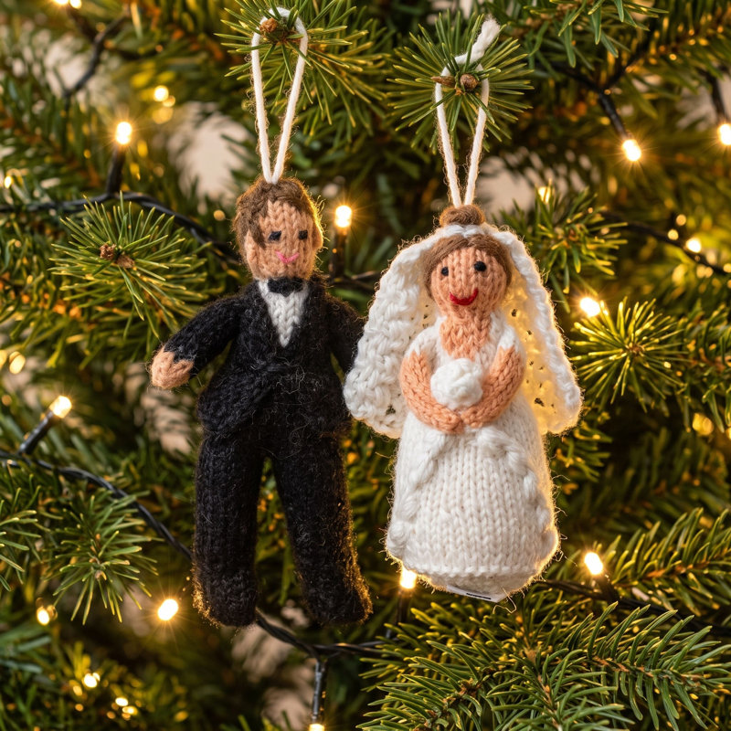 Hand-Knit Groom Hanging Figurine Ornament