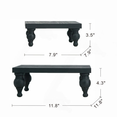 S/2 Black Wooden Square Risers