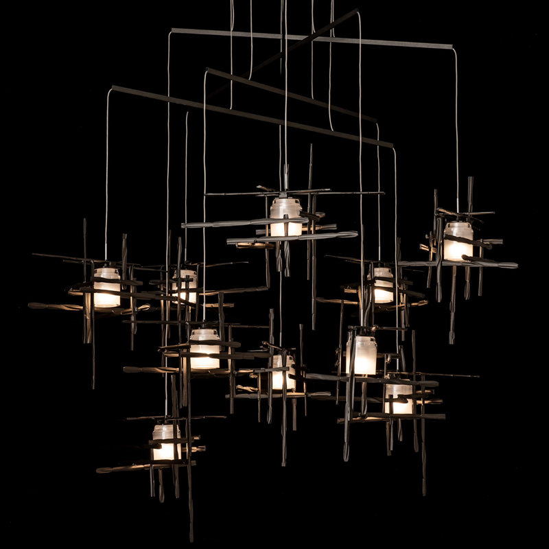 Tura 10-Light Mobile Pendant - Oil Rubbed Bronze - Standard Overall Height - Frosted Glass, 92", Oil Rubbed Bronze