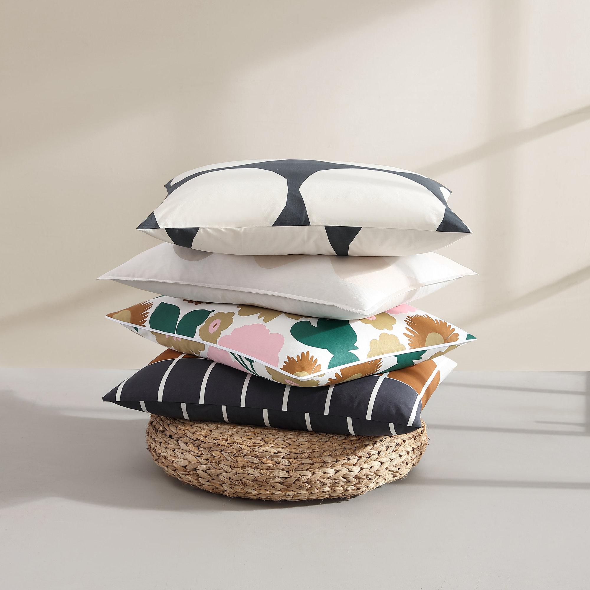 Marimekko Tiiliskivi Raita Cotton Duvet Cover Set, King Duvet Cover + 2 King Shams