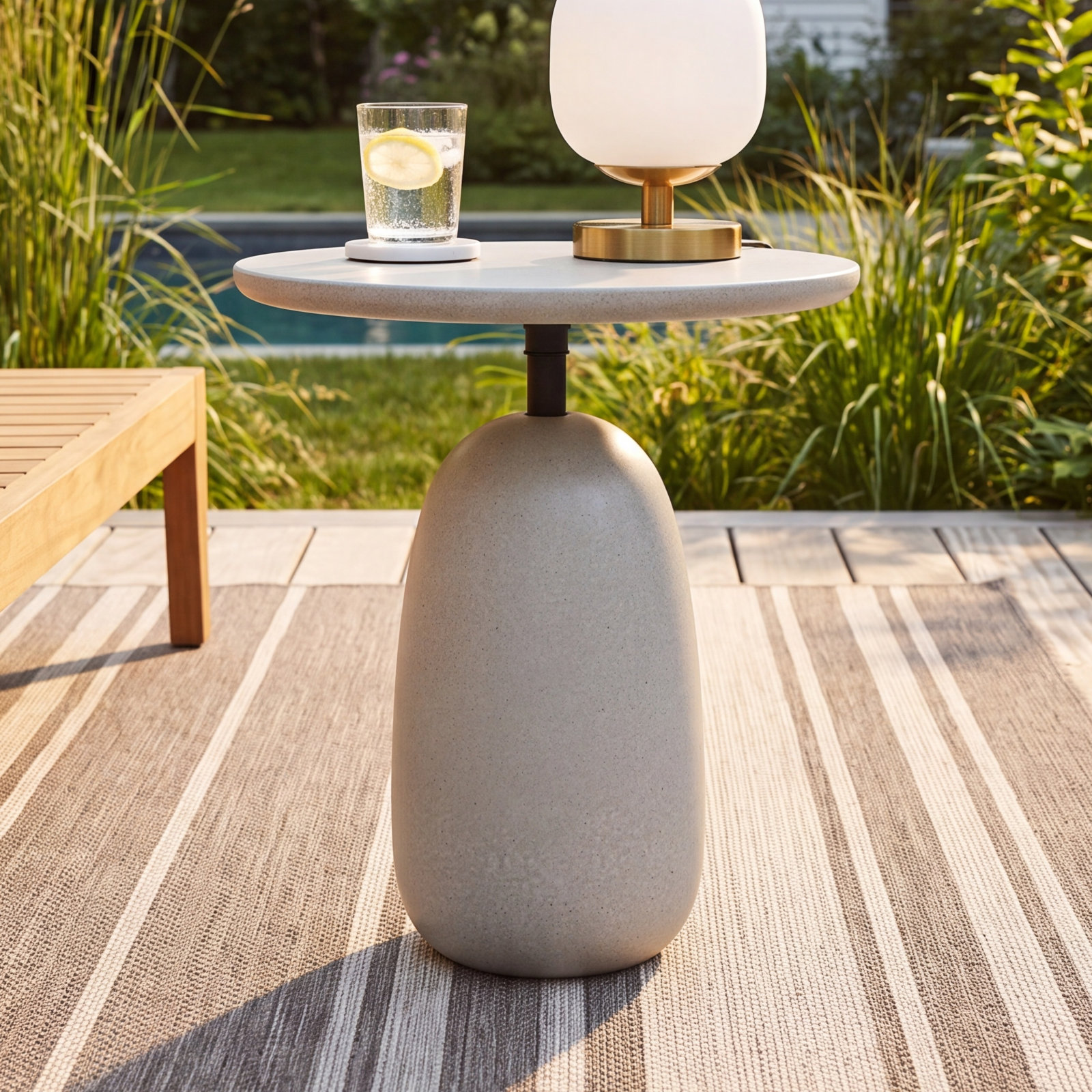 Broadway 18'' Stone Outdoor Side Table