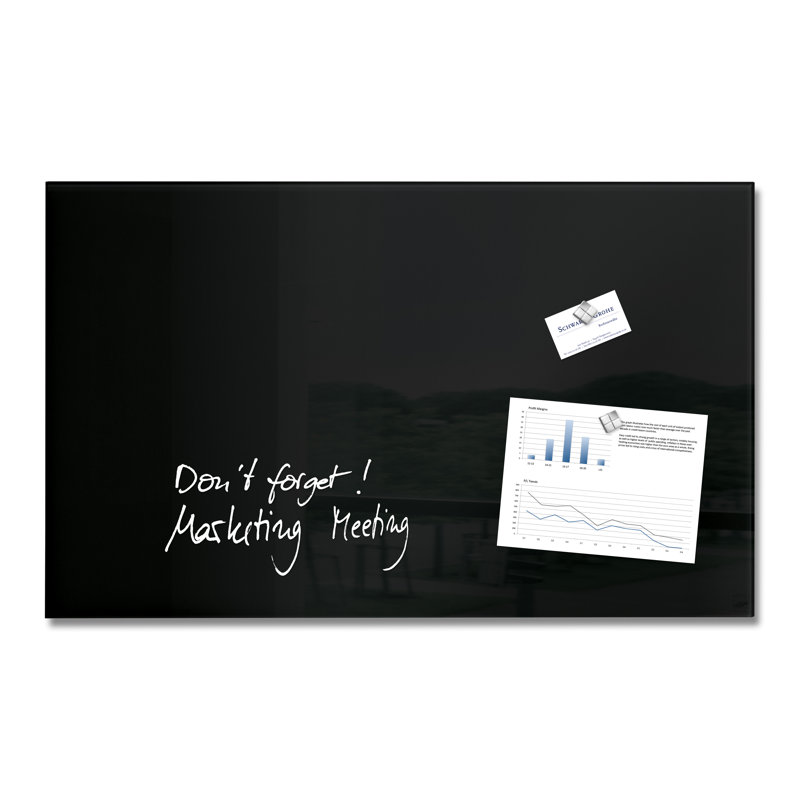 Artverum Wall Mounted Glass Board, Black, 48cm H x 78cm W x 78cm L