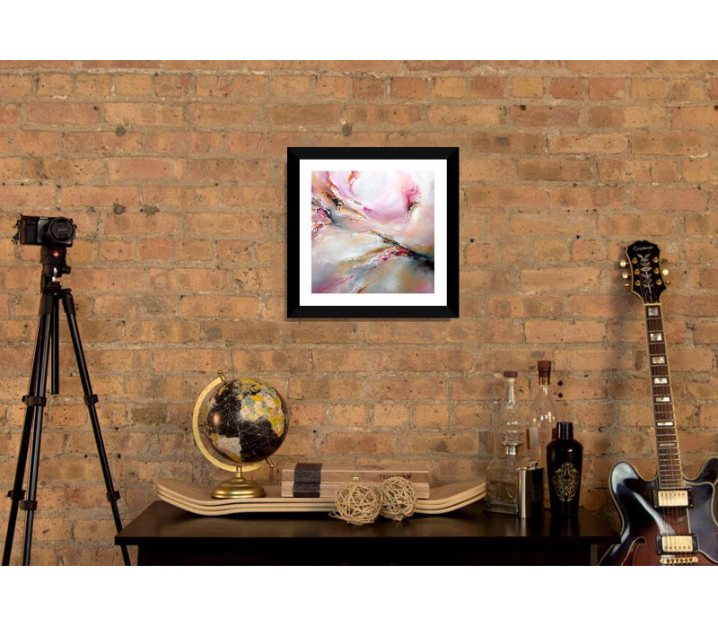 « rose brume », impression, H 16 po x l 16 po x P 1 po, Cadre noir