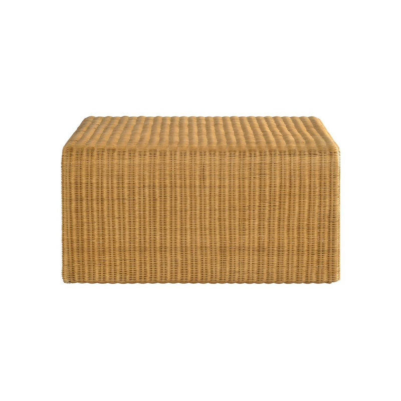 Table basse carrée en rotin tissé