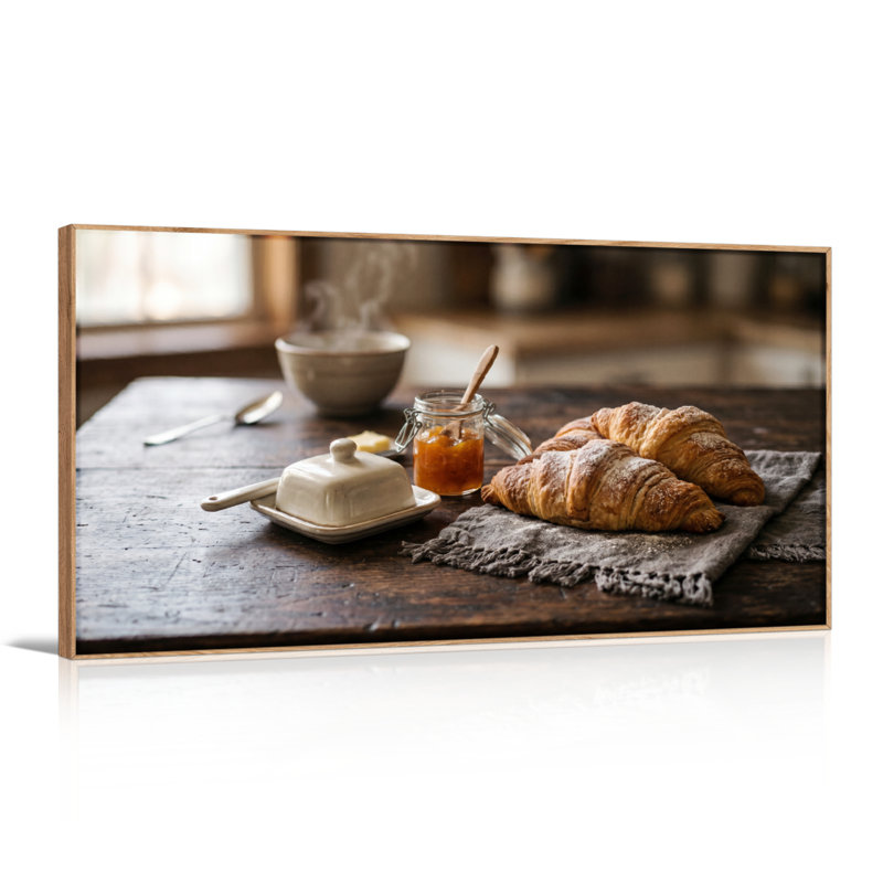 Ensemble de 1 tableau sur toile représentant une scène de petit-déjeuner, 40“W x 20”H, Natural