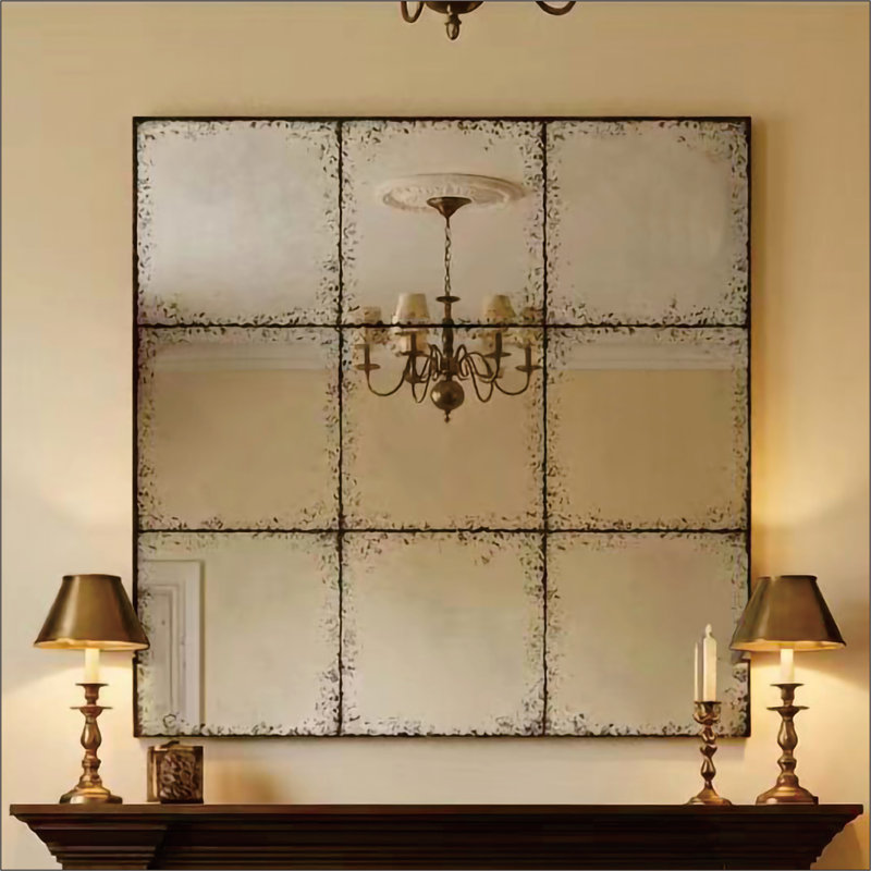 Antique Square Wall-Mounted Mirror