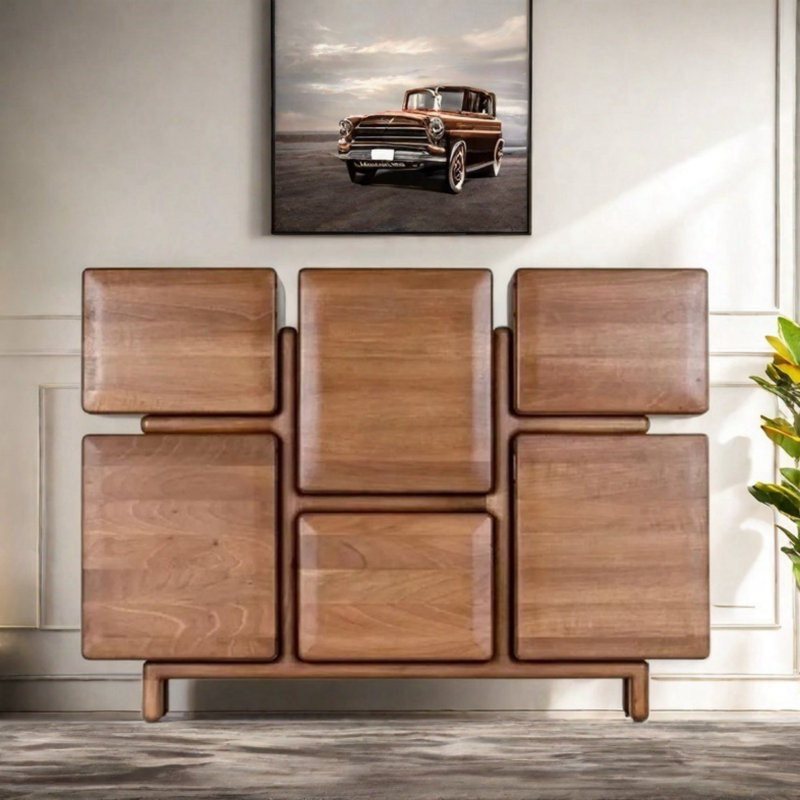 Sleek Solid Wood Multifunctional Sideboard