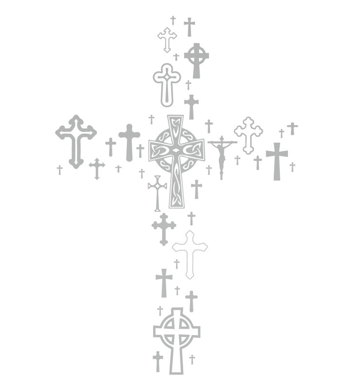 Décalcomanie murale cross collection, H 36 po x l 24 po x P 0,01 po, Argent