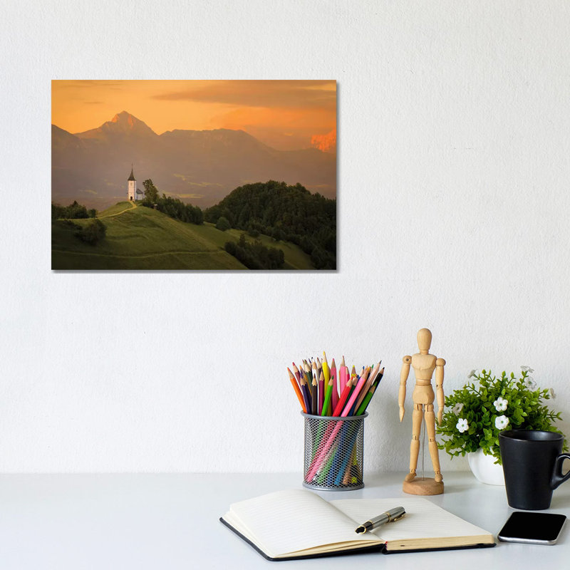 Europe, Slovenia. Chapel Of St. Primoz At Sunset. by Jaynes Gallery - Wrapped Canvas Print, 20.32cm H x 30.48cm W 1.91cm D