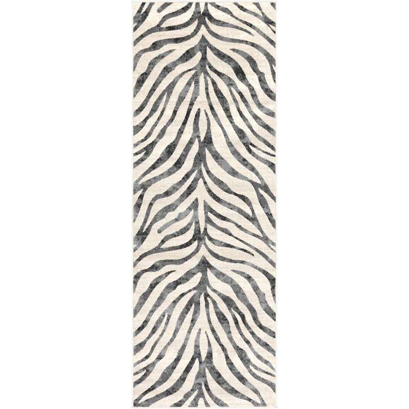 Edsel Animal Print Taupe/Light Gray Area Rug, Runner 2'7" x 7'3"