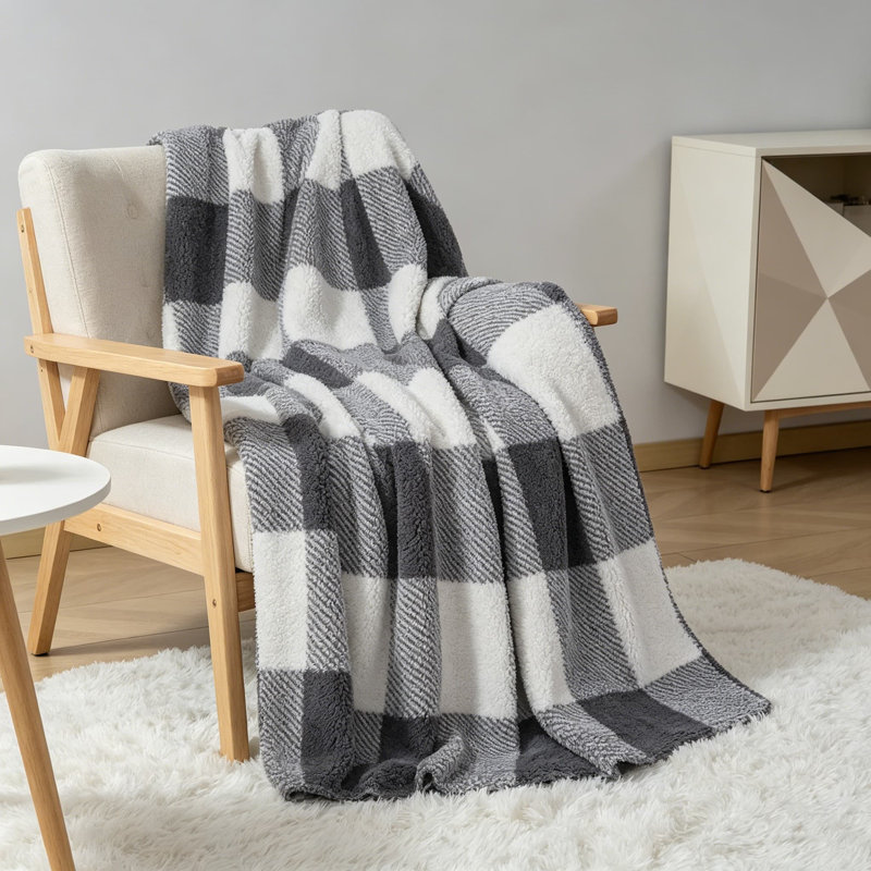 Jeté Sherpa, L 60 po x l 50 po, Gris
