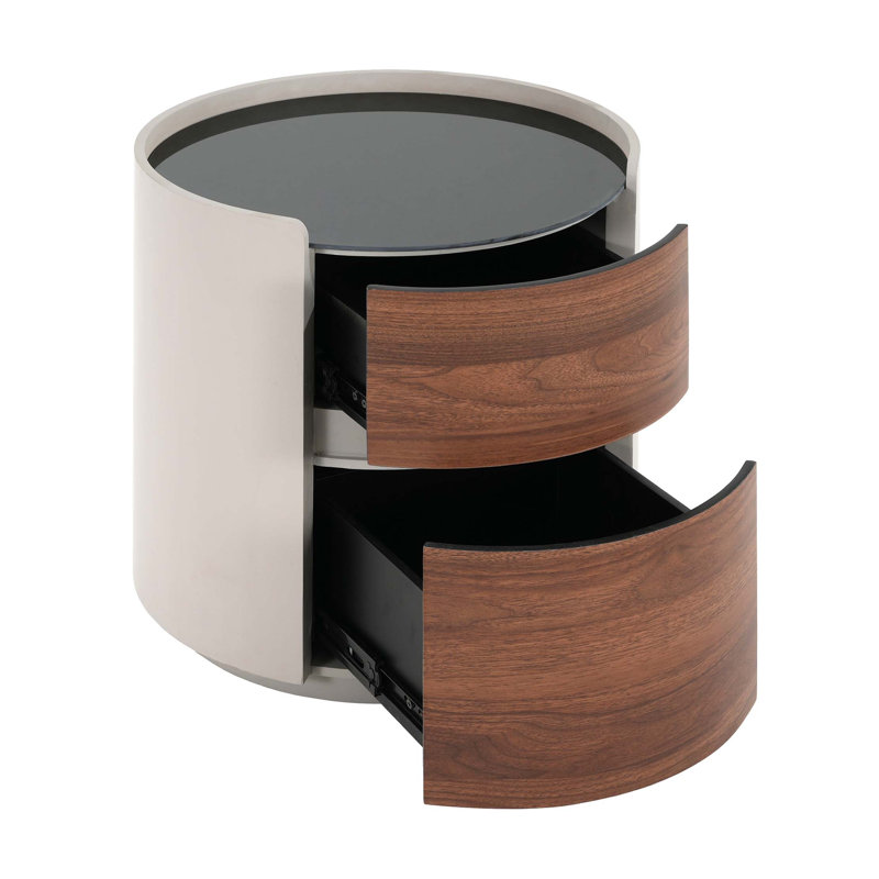 Italian Retro Double Storage Round End Table