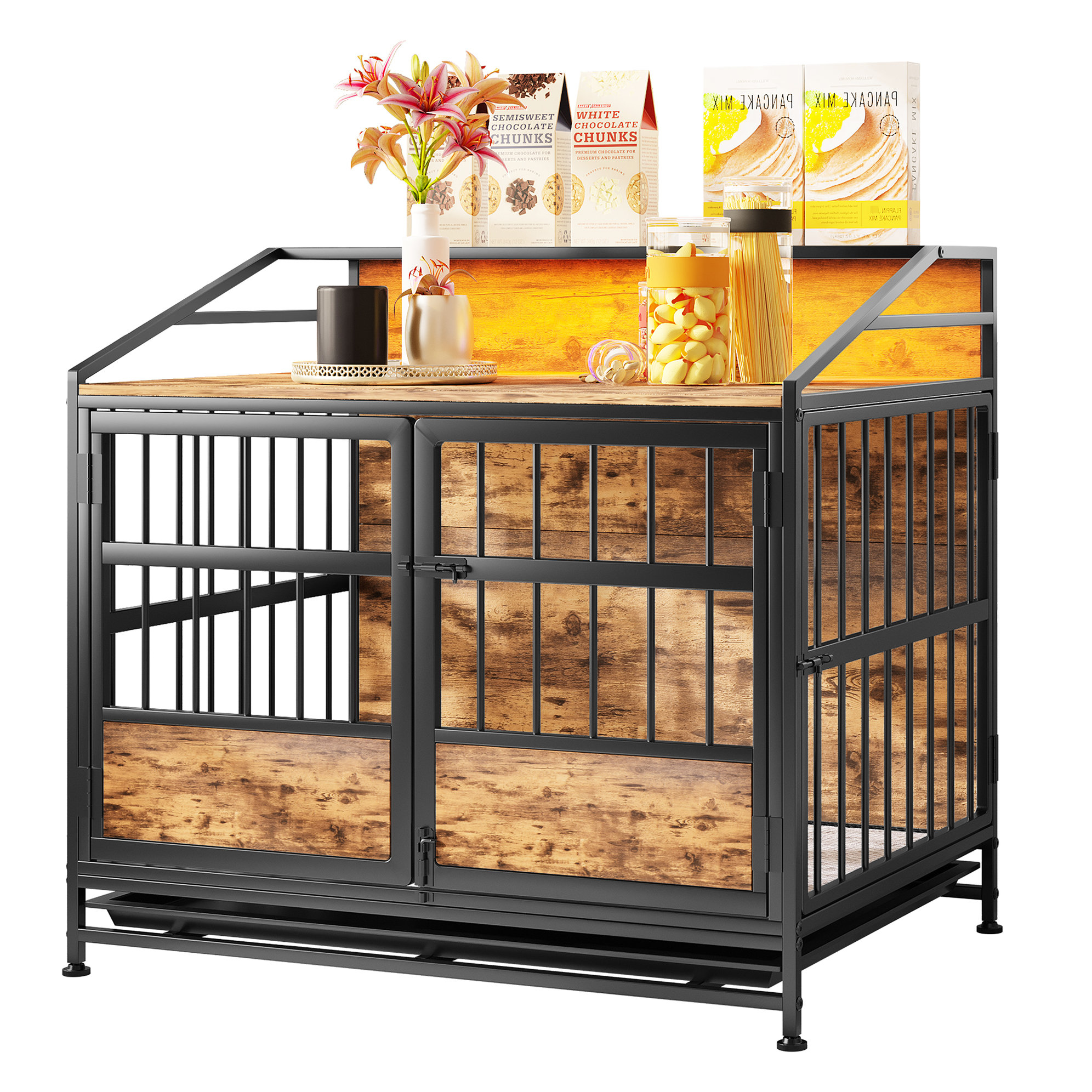 17 Stories Heavy - Duty Dog Crate With 3 Door Access And Pull Out Tray ...