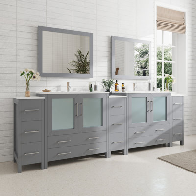  108" Double Bathroom Vanity Set with Mirror