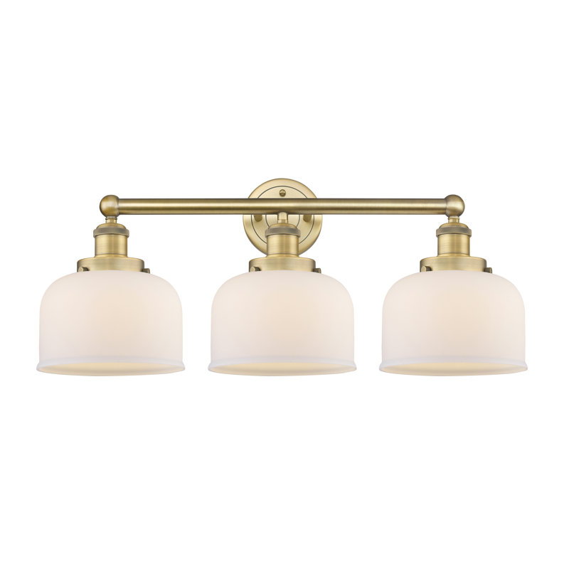 Éclairage pour meuble-lavabo à 3 lumières à intensité variable Raykwan, Blanc mat, Laiton brossé