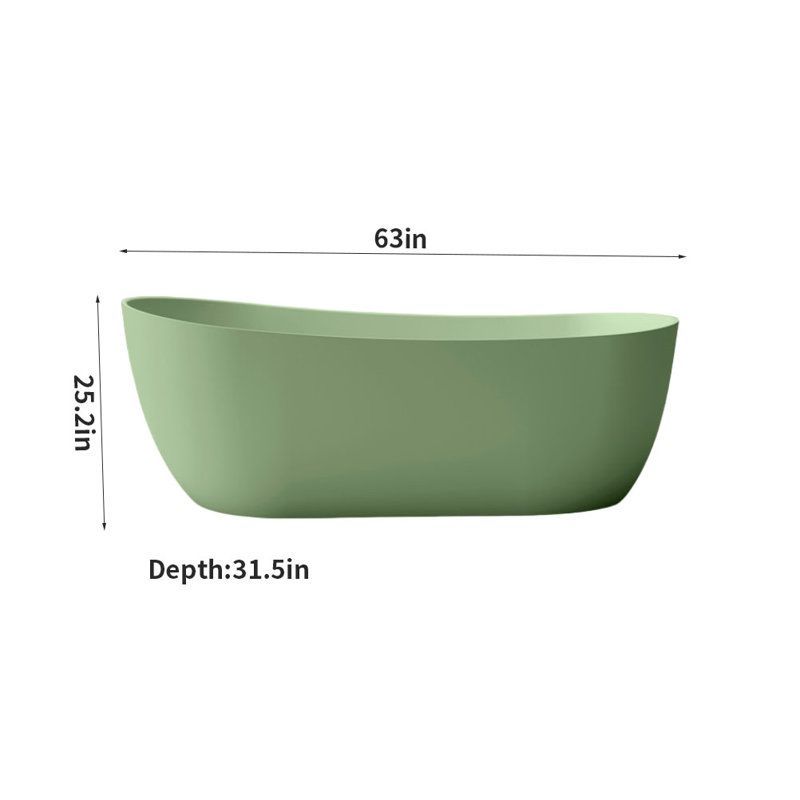 63'' x 31.5'' Stone Bathtub, Green