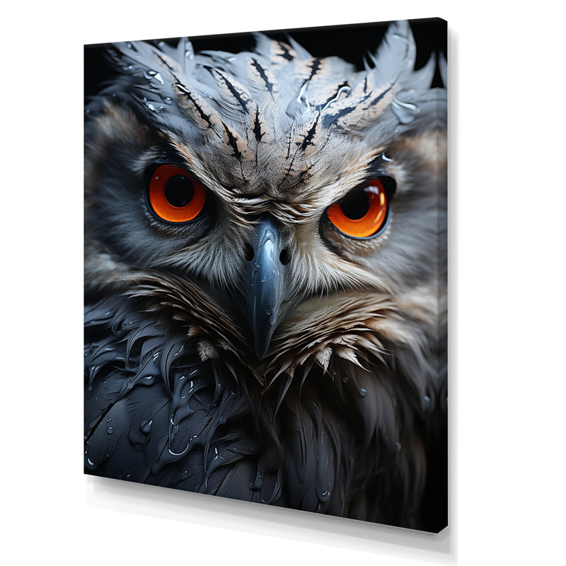 Hiboux aux yeux de la sagesse III sur toile, Toile tendue, H 40 po x l 30 po x P 1,5 po
