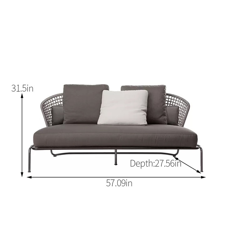 Causeuse d'extérieur en tissu avec coussins Sunbrella® de 57,09 po Ambereen