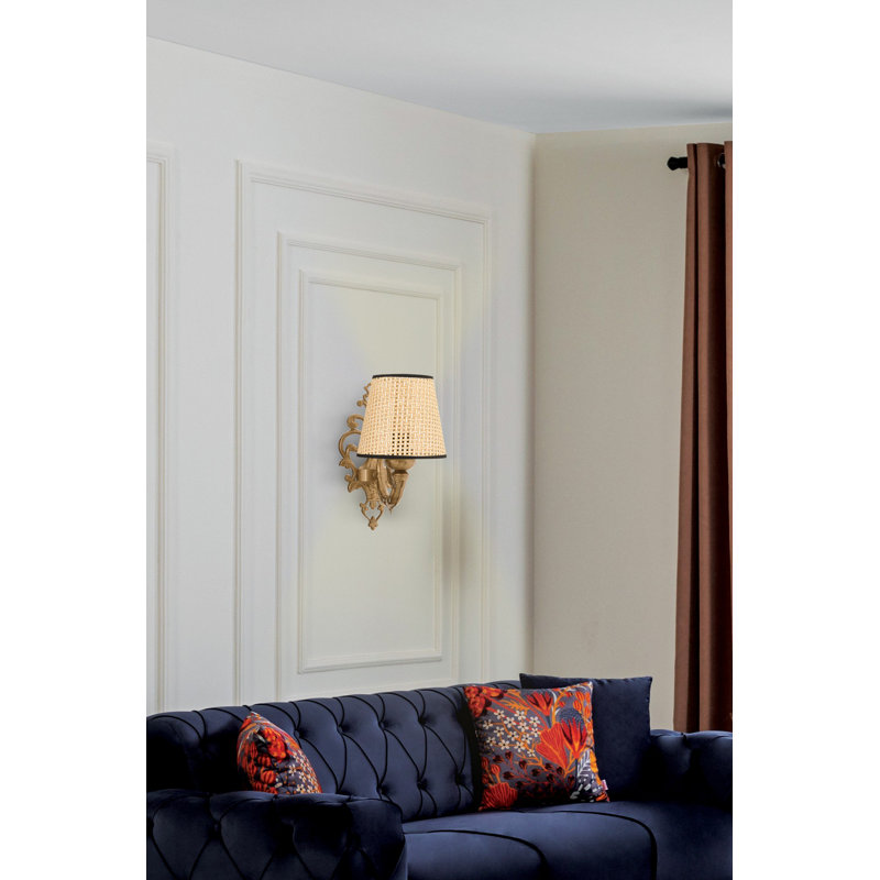 Elegant Wall Lamp with Metal Body, Natural & Gold Finish, 9.8 x 3.9 x 5.1 inches | 1 x E27 Max 40W Socket (Bulb Not Included) | Stylish Lighting for Home Decor, IP20 Rated, Perfect for Living Room & Bedroom