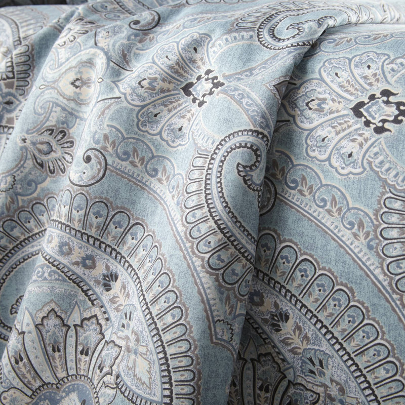 Pure Melody Aqua Queen Paisley Microfiber Sheet Set