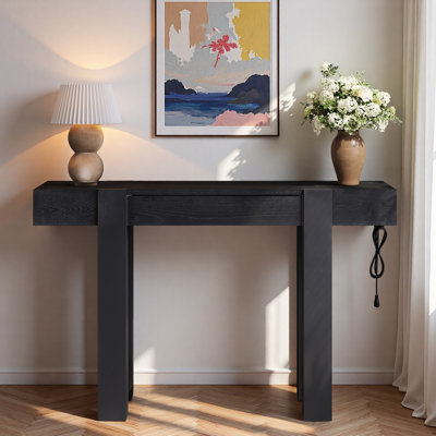 Minimalist Console Table With Hidden Drawer And Side Power Outlet