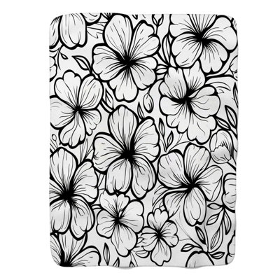Motif de fleurs au trait - couverture en sherpa de qualité supérieure 1 pièce