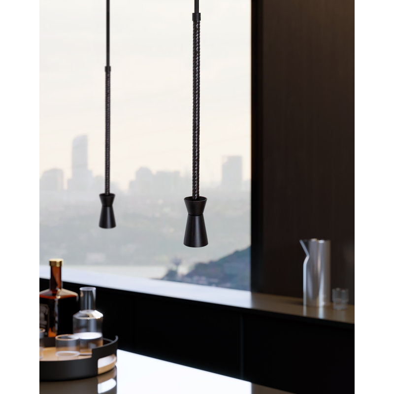 G+T Suspension Lamp, Matte Black Silk Lacquered