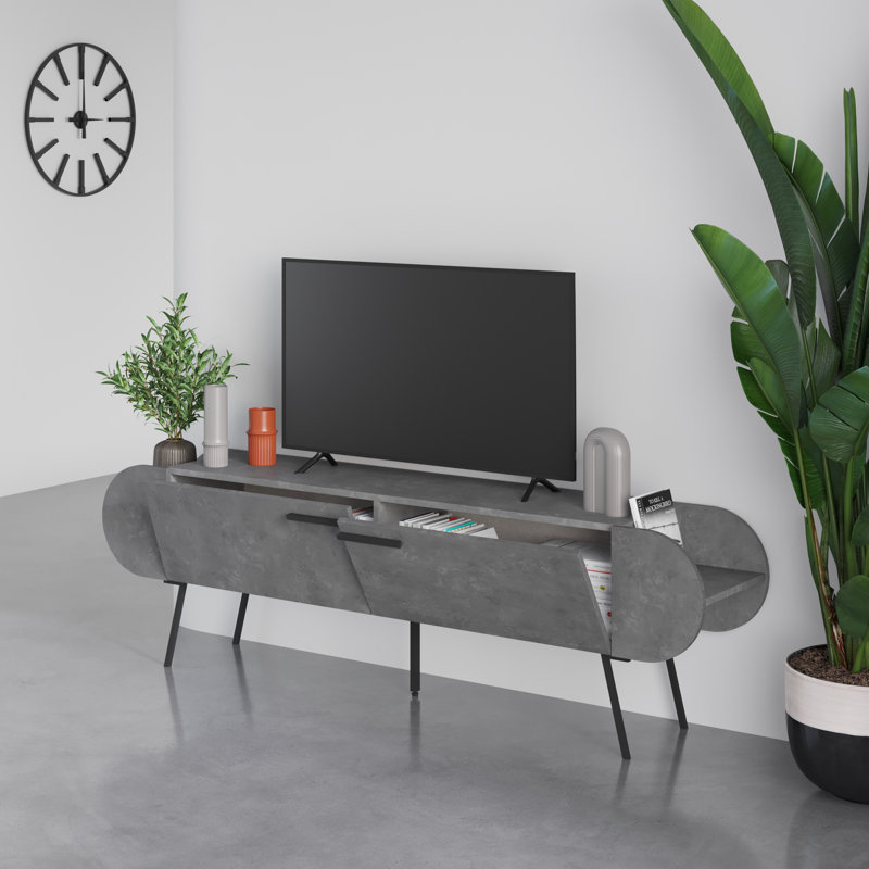 Abaigail Modern TV Unit Multimedia Centre for TVs up to 65", Retro Grey