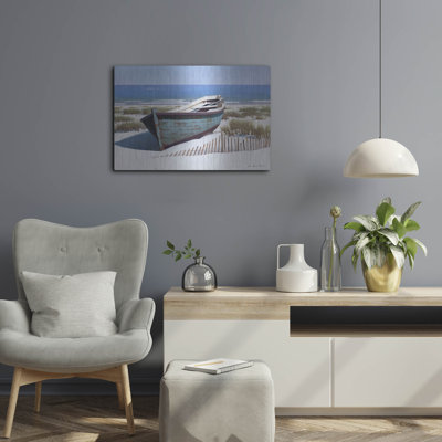 «Bateau bleu sur la plage» par Zhen-Huan Lu