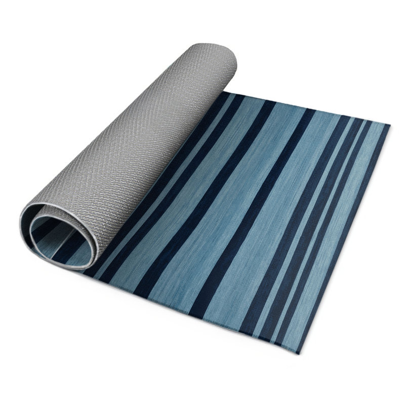 Tapis intérieur / extérieur bleu HorizontalStripes, Rectangulaire 3 pi x 5 pi