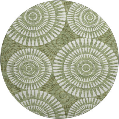 Premium Machine Washable Prisco Green Rug