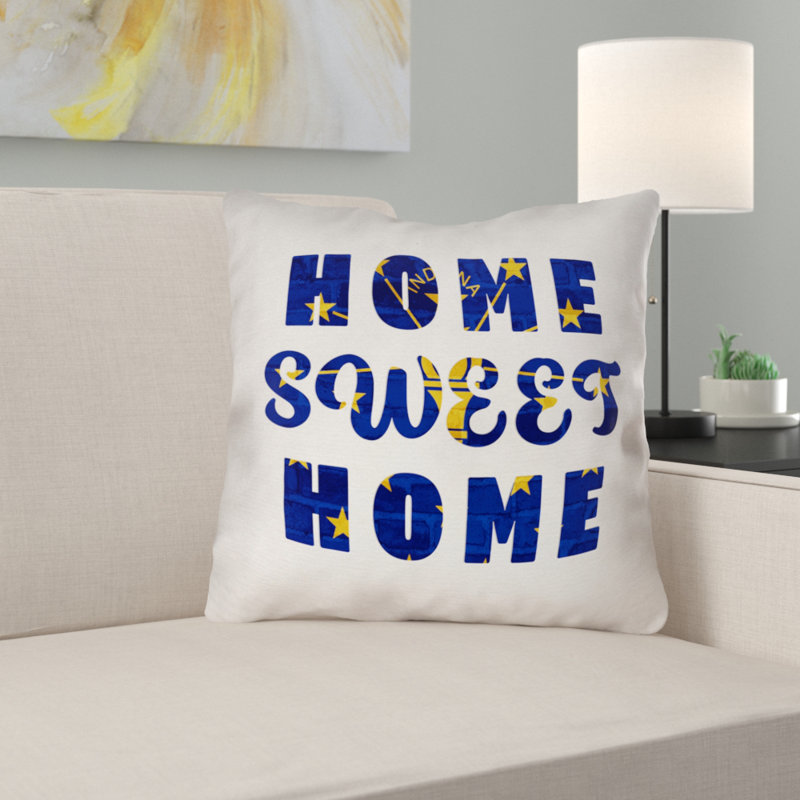 Housse et insert de coussin Katelyn Smith Home Sweet Indiana, 16 po x 16 po, Croisé en coton - utilisation intérieure seuleme