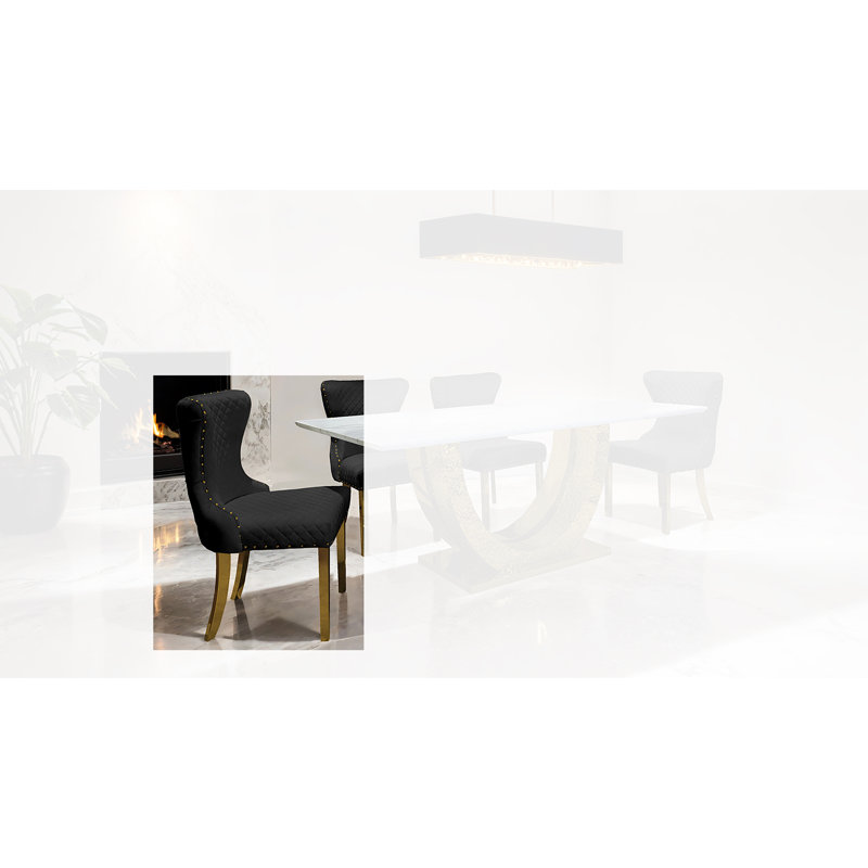 Chaise d'appoint Sephten (ensemble de 2), Doré, Noir, noir, noir, noir