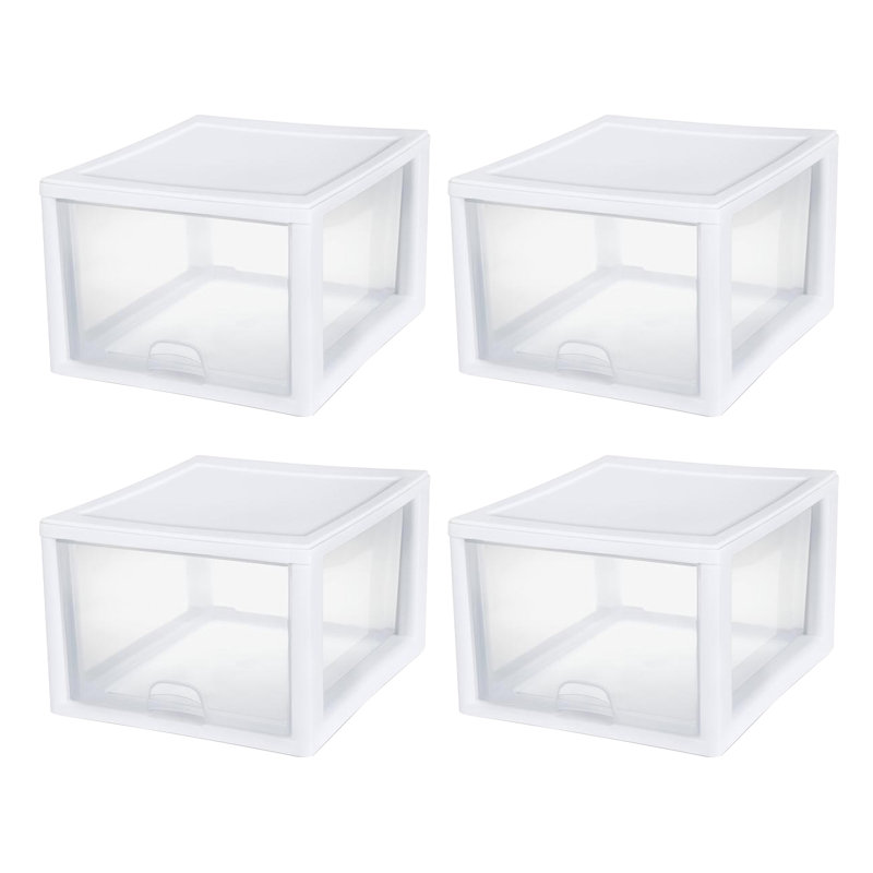 Sterilite Stacking Storage Drawer, Stackable Bin Drawer Organize Shoes, Clothes in Home Closet, 27 Quart