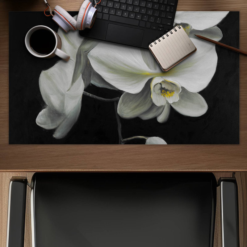 White orchids - 14.00"x24.25" Desk mat