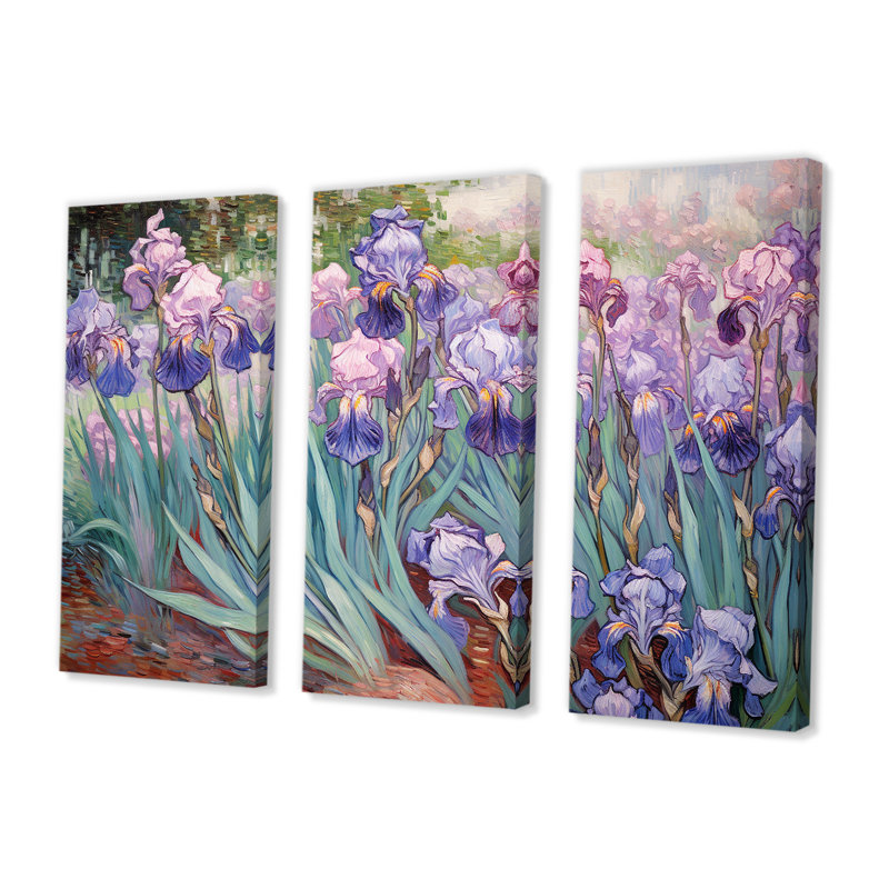 Kassie - Iris, ensemble de reproductions d'art mural, H 28 po x l 36 po x P 1 po, Toile tendue