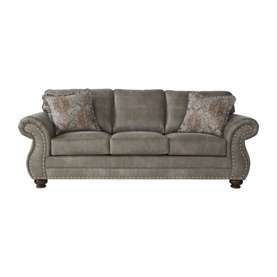 Modern Sofa Faux Leather Upholstered Nailhead Sofa
