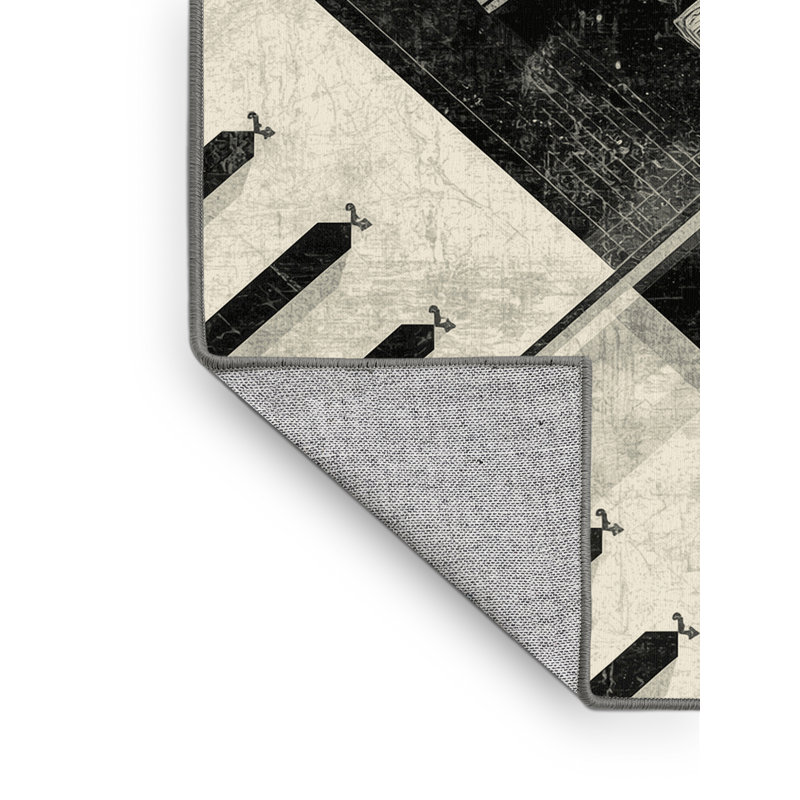 Machine Washable Ottoline Modern Geometric Shapes Rug in Brown – Gray Binding, 8' Round