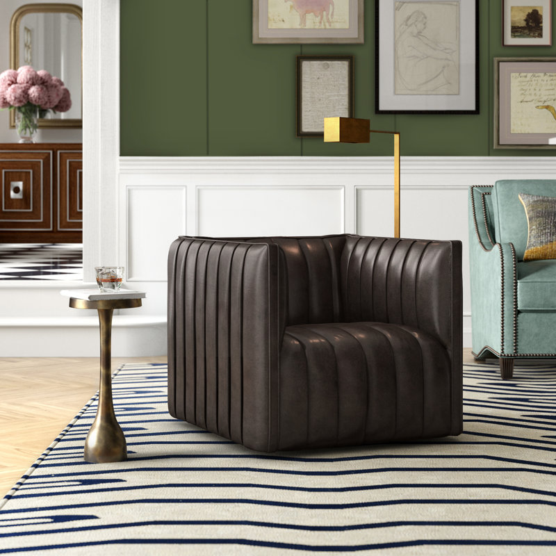 Augustine Swivel Armchair, Amici Tobacco Polyester