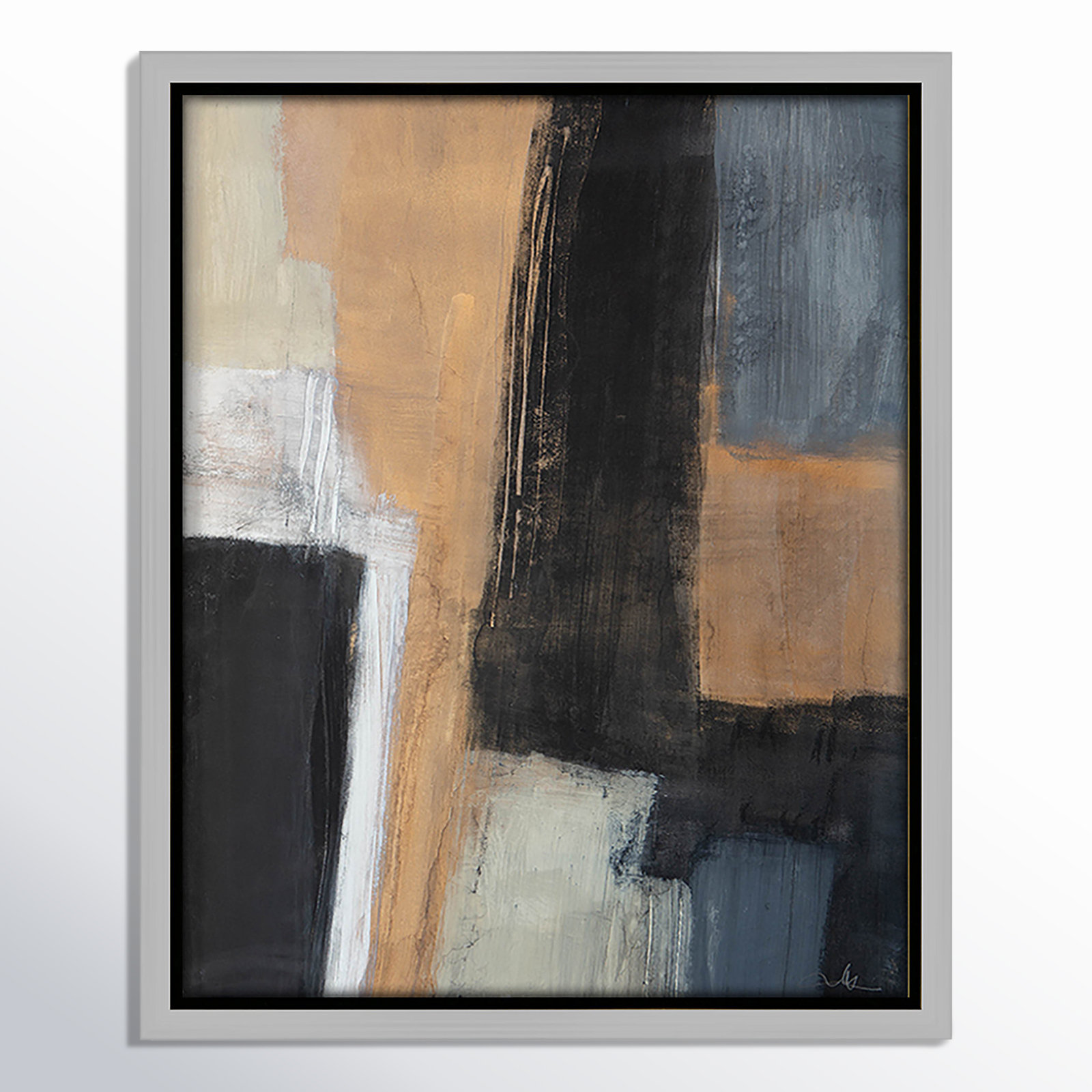 Karl Metallic Slate I Framed On Canvas Print, Silver, 11.5" H x 9.5" W x 2" D