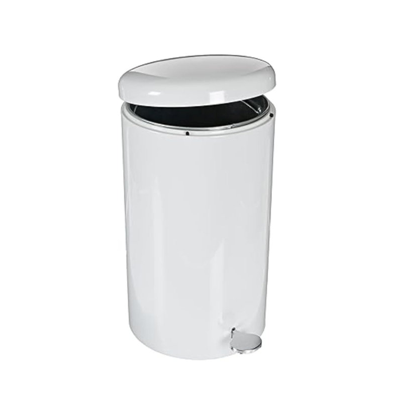 Poubelle à pédale 7 gallons 2270 Wh pour élimination mains libres | 11 po de diamètre x H 21 po | Idéal pour les établissements de santé et le contrôle de la contamination | Blanc
