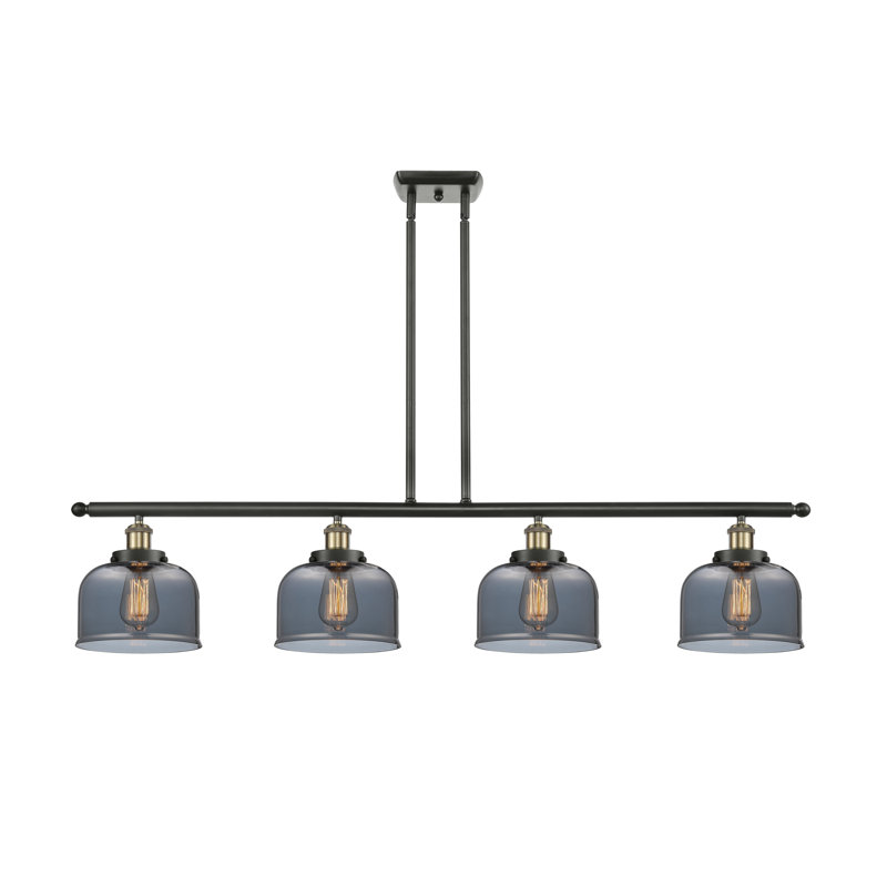 Luminaire suspendu pour îlot de cuisine 4 lumières Bissonnette, Plaqué couleur fumée, Ampoule non incluse
